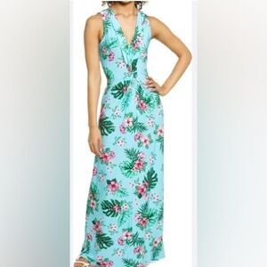 Tommy Bahama SZ M Sleeveless Tropical Floral Maxi Dress in Blue and Pink